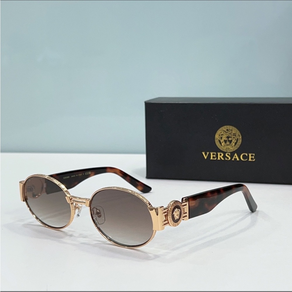 Versace Gold and Brown Sunglasses